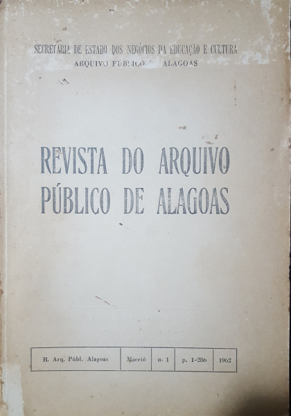 Revista do Arquivo Público de Alagoas, Nº 1, 1962