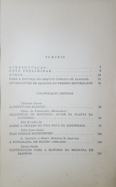 Revista do Arquivo Público de Alagoas, Nº 1, 1962