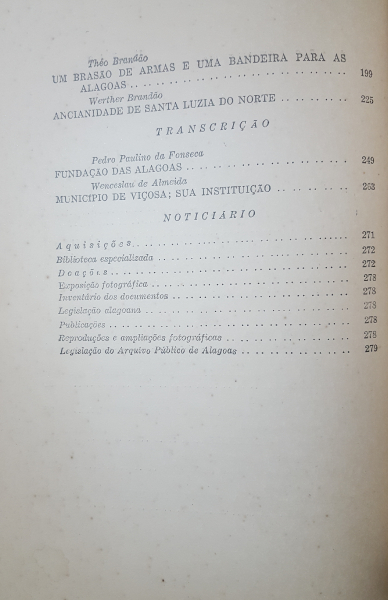 Revista do Arquivo Público de Alagoas, Nº 1, 1962